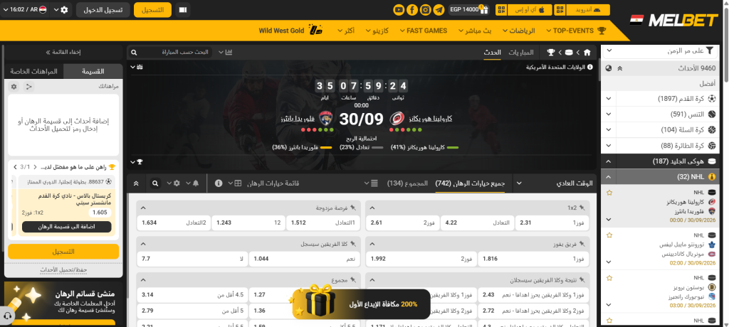 مراهنات هوكي الجليد Melbet